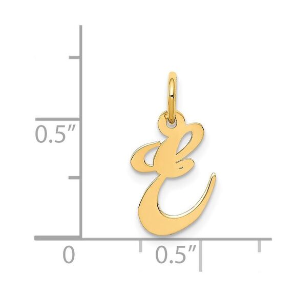 14k Yellow Gold, Ella Collection, Small Fancy Script Initial E Pendant - Picture 4 of 5